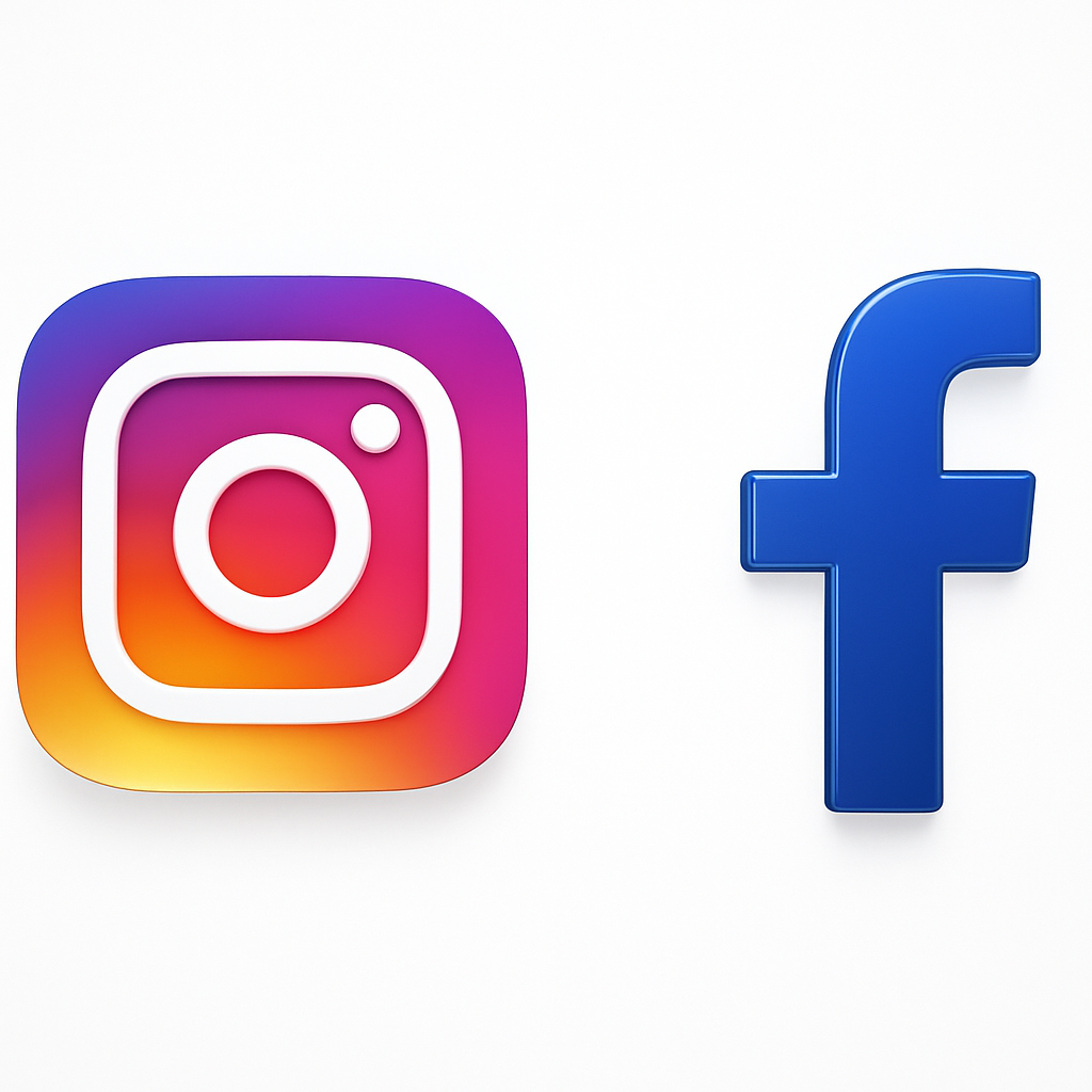 Logos de Instagram y Facebook juntos sobre fondo blanco